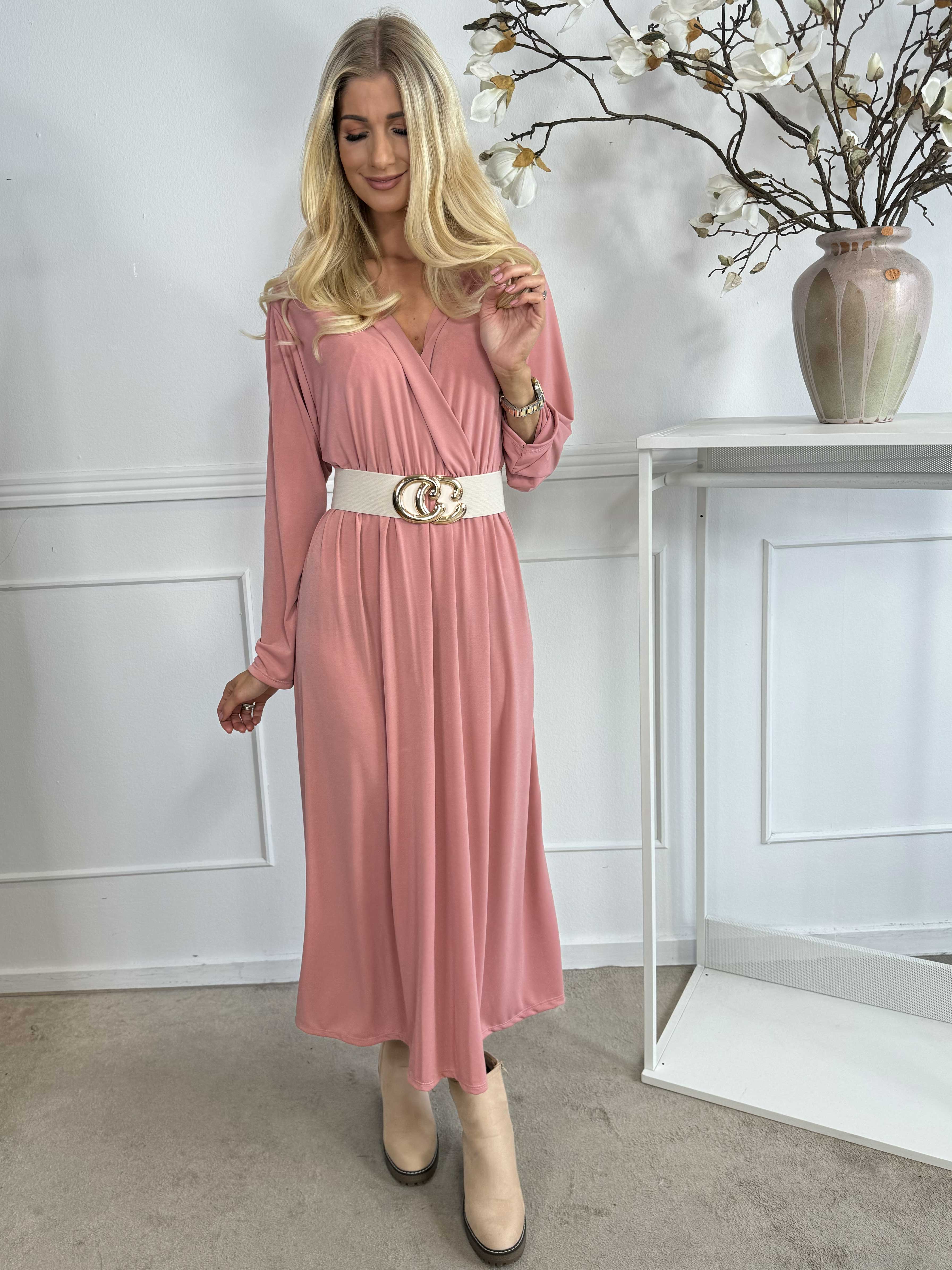 Nelly Plain - Elastisk enfärgad klänning i viskos